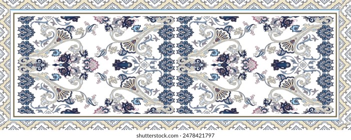 Rectangle silk scarf design with seamless textile pattern