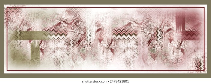 Rectangle silk scarf design with seamless textile pattern