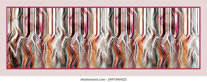 Rectangle silk scarf design with seamless textile pattern
