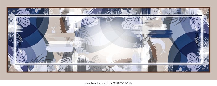 Rectangle silk scarf design with seamless textile pattern
