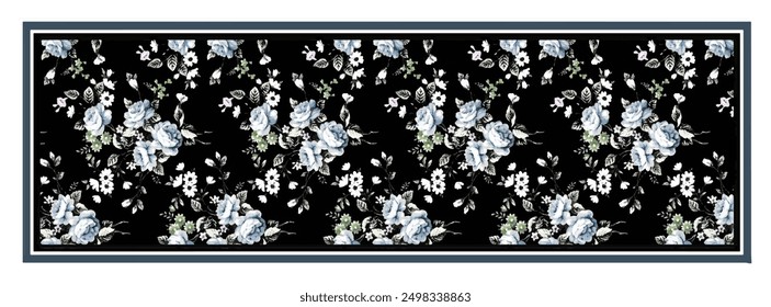 Rectangle silk scarf design with seamless textile pattern
