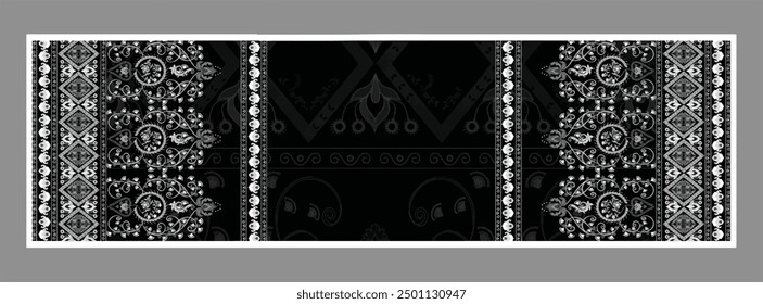 Rectangle silk scarf design with seamless textile pattern
