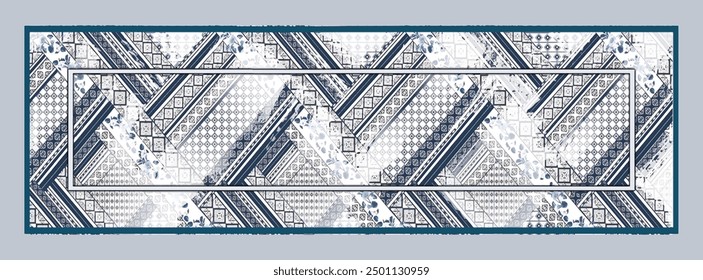 Rectangle silk scarf design with seamless textile pattern
