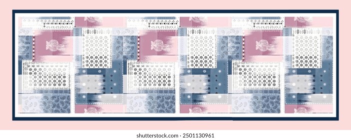 Rectangle silk scarf design with seamless textile pattern
