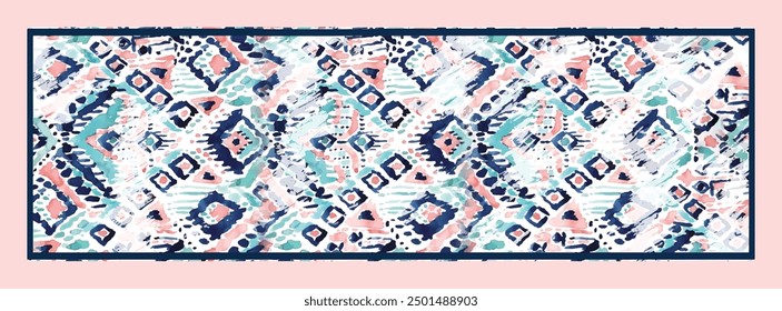 Rectangle silk scarf design with seamless textile pattern
