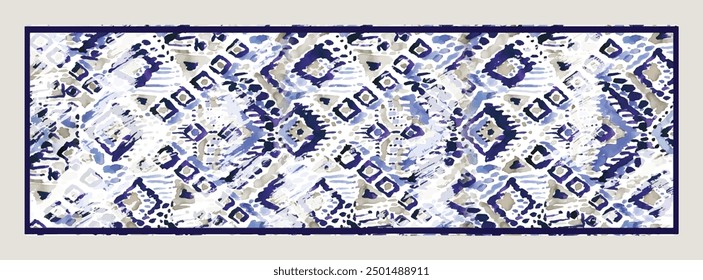 Rectangle silk scarf design with seamless textile pattern
