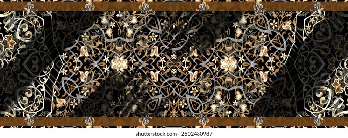 Rectangle silk scarf design with seamless textile pattern
