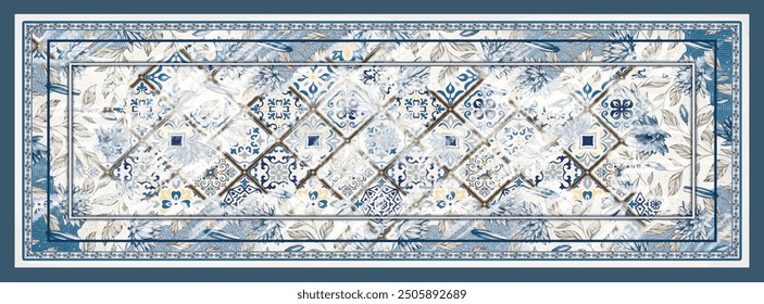 Rectangle silk scarf design with seamless textile pattern
