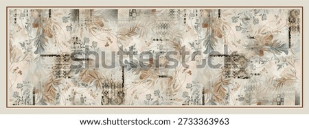  Rectangle silk scarf design with seamless textile pattern