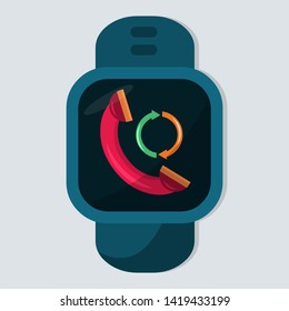 rectangle smartwatch with phone display isolated vector illustration