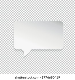 Rectangle speech bubble on checked transparent background. Vector illustration. Eps 10 vector file.