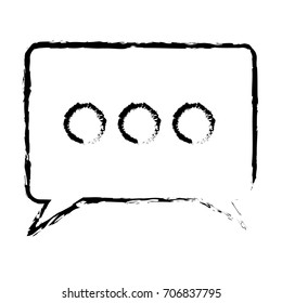 rectangle speech with tails and ellipsis symbol silhouette blurred monochrome vector illustration