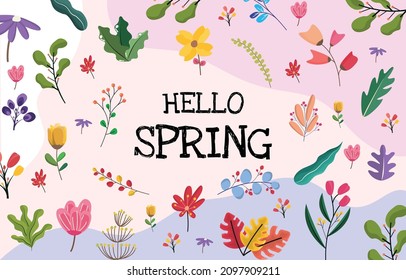 Rectángulo Primavera Flor Flor Planta Floral Marco Tarjeta de saludo Vector Decoración