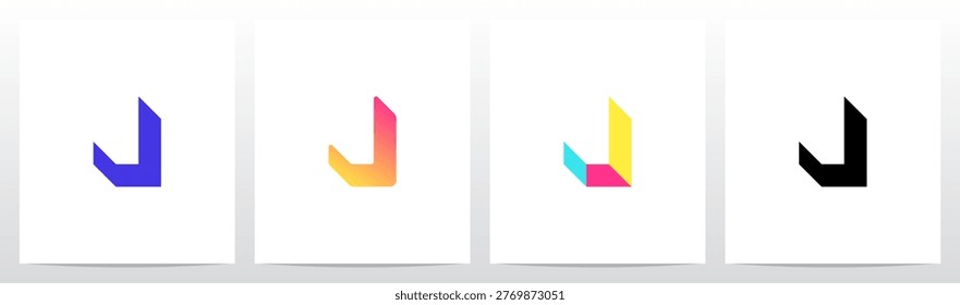 Rectangle Square Boards Rounded Corners Letter Initial Logo Design J