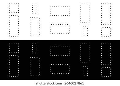 Rectangle and square dotted frame icon shape sign symbols set in black and white vector illustration.