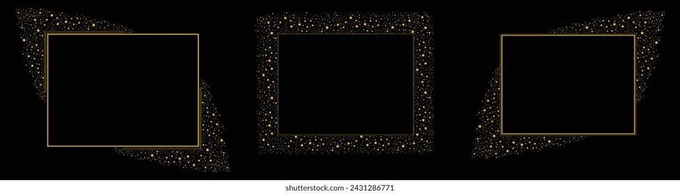 Rectangle Square Frame with Sparkle Glitter Stars Transparent Vector design 2