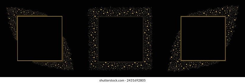 Rectangle Square Frame with Sparkle Glitter Stars Transparent Vector design 5