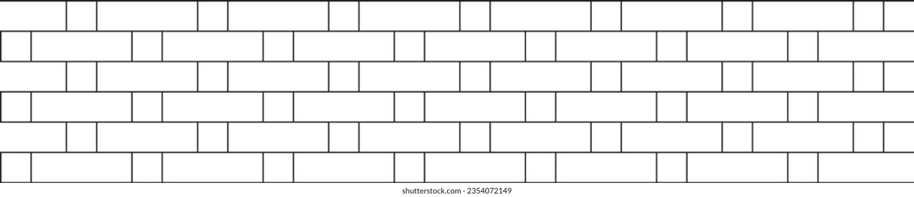 Rectangle and square tiles horizontal background. Brick wall. Kitchen backsplash. Toilet, shower or bathroom ceramic texture. Pavement layout. Vector outline illustration