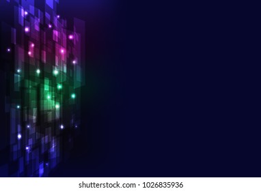 Rectangle, squares and lines atom digital technology data futuristic glowing abstract background vector illustration