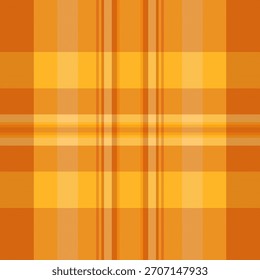 Rectangle tartan texture plaid, greeting textile fabric background. Service pattern vector seamless check in orange and amber colors palette.