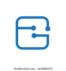 Rectangle technology icon letter g logo. Stock illustration