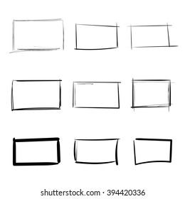 Rectangle templates hand drawn simple set vector