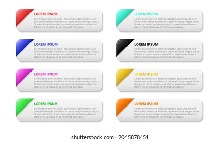 Rectangle text frame with colorful ribbon for infographic element. Simple modern rectangular textbox for web banner.