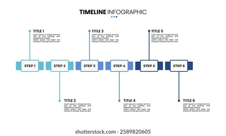 Rectangle timeline infographic 6 options, step, sequence. Six stage infographic template for business presentations