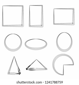 rectangle triangle circle oval shape grunge style design elements set icon sign symbol collection black monochrome isolated on white vector frame