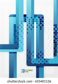 Elementos de tubo retangular, plano de fundo 3d vetorial