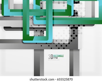 Rectangle tube elements, vector 3d background