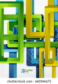 Rectangle tube elements, vector 3d background