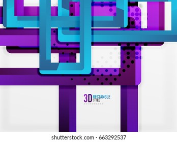 Rectangle tube elements, vector 3d background