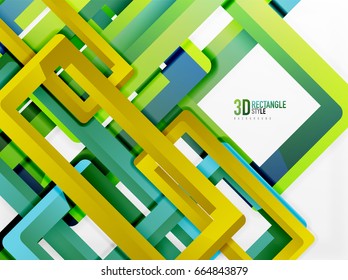Rectangle tube elements, vector 3d background