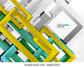 Rectangle tube elements, vector 3d background