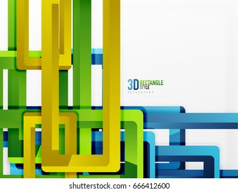 Rectangle tube elements, vector 3d background