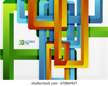 Rectangle tube elements, vector 3d background