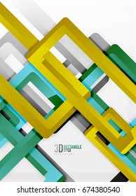 Rectangle tube elements, vector 3d background