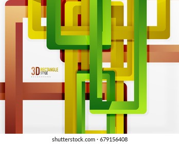 Rectangle tube elements, vector 3d background