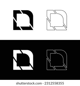Rectangle vector logo line art design 