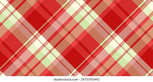 Rectangle vector seamless background, 1950s textile plaid check. Mixed fabric pattern texture tartan in red and light color.