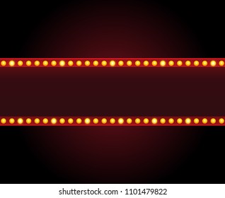 Rectangle vector theater sign frame with lights