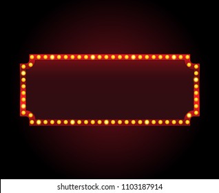 Rectangle vector theater sign frame with lights