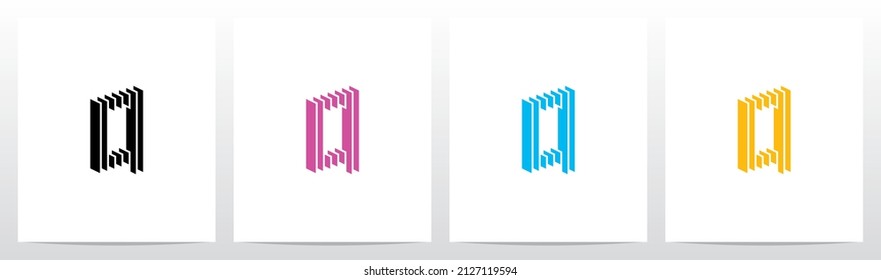 Rectangle Vertical Layer Letter Logo Design Q