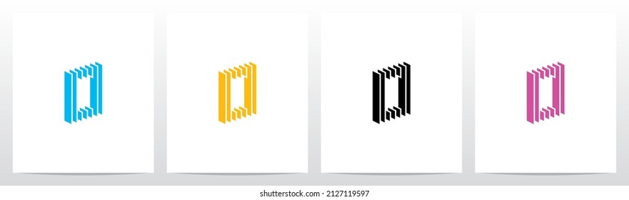 Rectangle Vertical Layer Letter Logo Design 