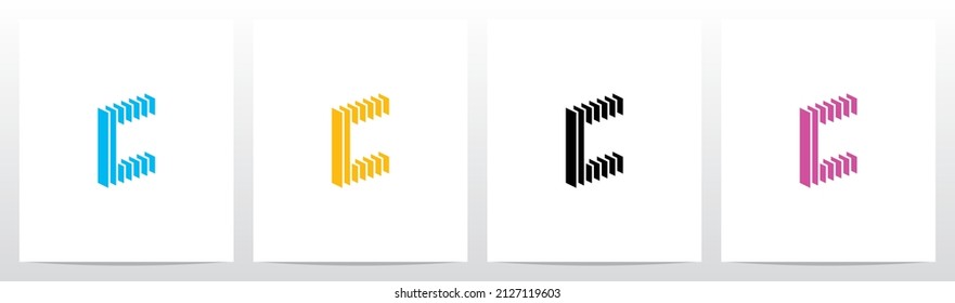 Rectangle Vertical Layer Letter Logo Design C