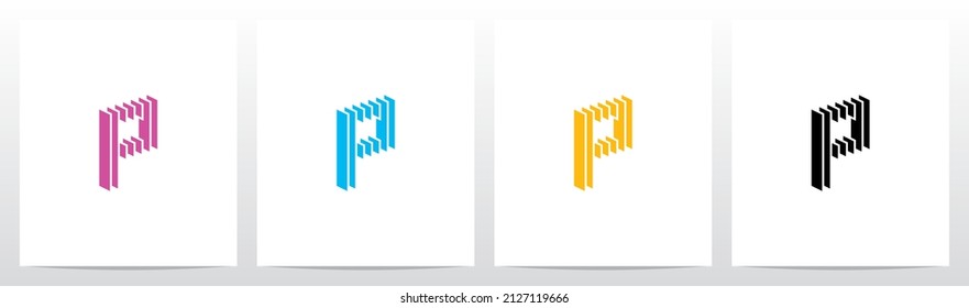 Rectangle Vertical Layer Letter Logo Design P