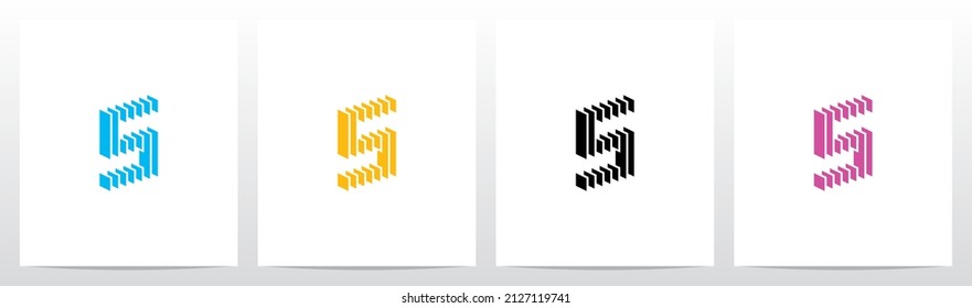 Rectangle Vertical Layer Letter Logo Design S