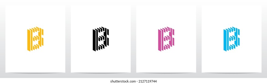 Rectangle Vertical Layer Letter Logo Design B