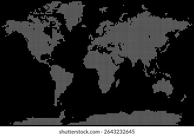 Rectangle and vertical shape dotted world map style with modern geography